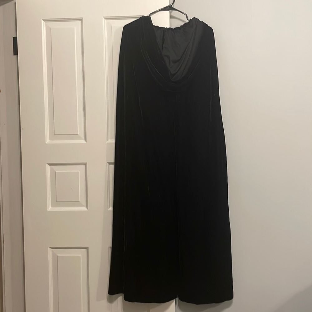 Black hooded velvet cape